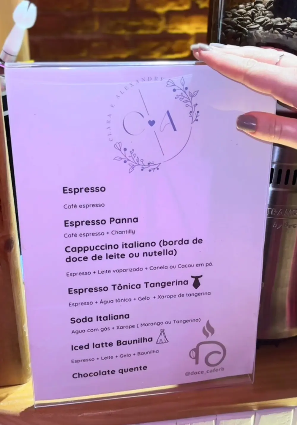 Modelo de cardápio personalizado da Estação de Café